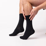 Load image into Gallery viewer, 3 Pairs Men's Nova Fine Stripe Cotton Socks - Black/Navy/Charcoal
