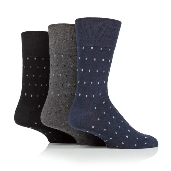 3 Pairs Men's Concerto Cotton Socks - Black/Navy/Charcoal