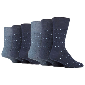 6 Pairs Men's Concerto Cotton Socks - Navy/Denim