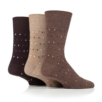 3 Pairs Men's Concerto Cotton Socks - Brown/Natural