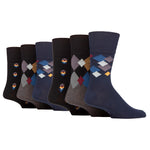 Load image into Gallery viewer, 6 Pairs Men&#39;s Argyle Cotton Socks - Metro
