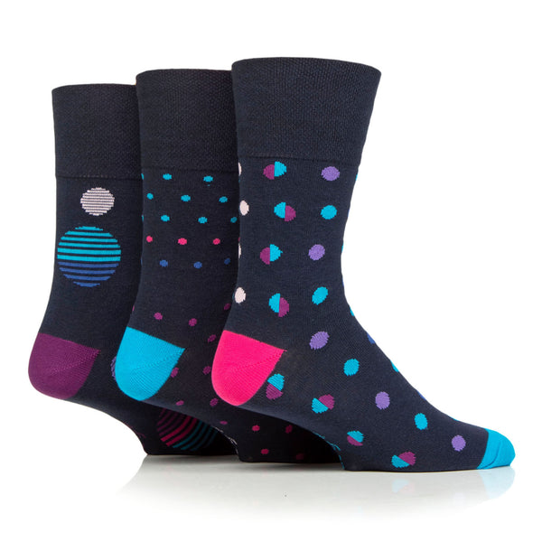 3 Pairs Men's Colourburst Cotton Socks - Neon Dots