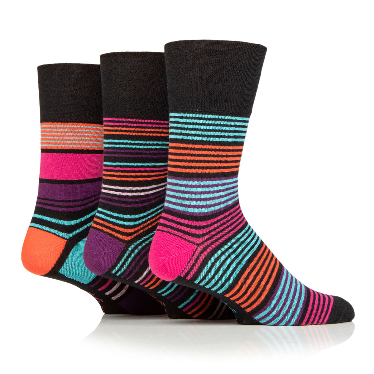 3 Pairs Men's Colourburst Cotton Socks - Vibrant Vision