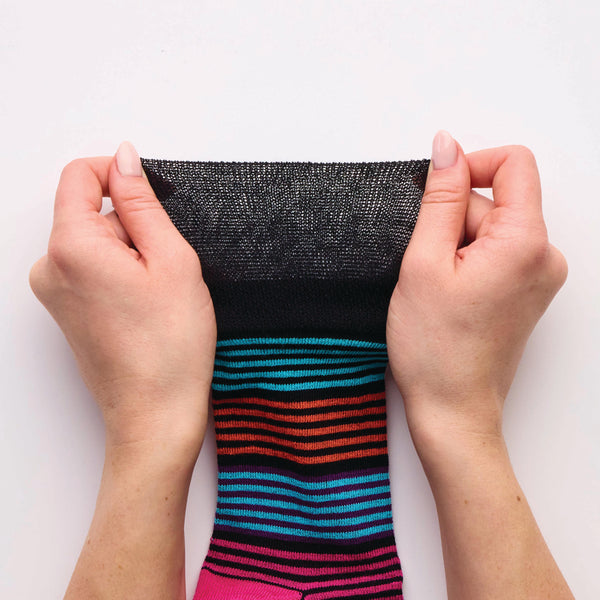 3 Pairs Ladies Plus Size Colourburst Cotton Socks - Stripe