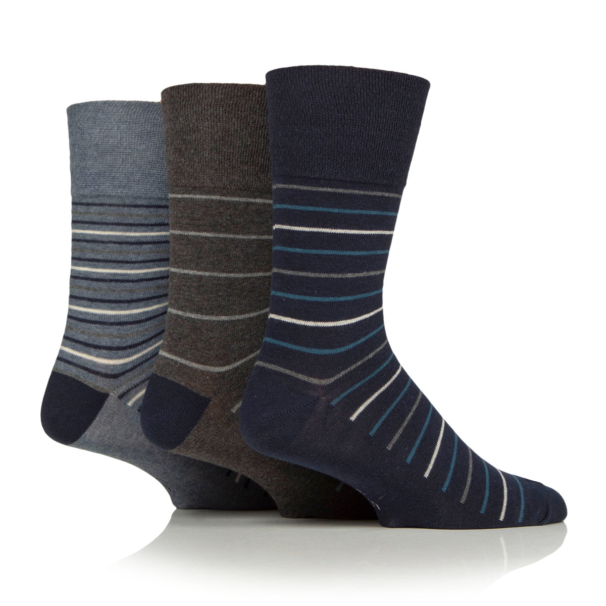 3 Pairs Men's Cotton Socks - Casual Pinstripe