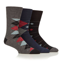 3 Pairs Men's Cotton Socks - Modernised Argyle