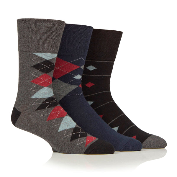 3 Pairs Men's Cotton Socks - Modernised Argyle