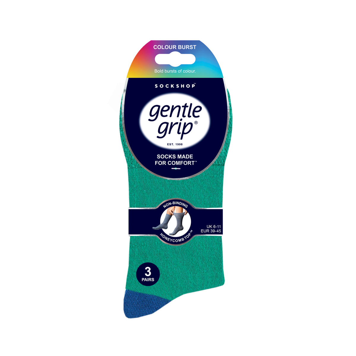3 Pairs Men's Colourburst Cotton Socks - Leisure