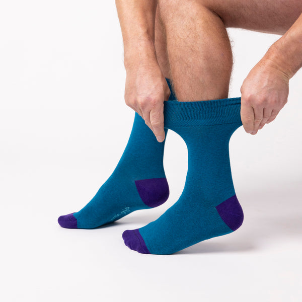 3 Pairs Men's Colourburst Cotton Socks - Aqua