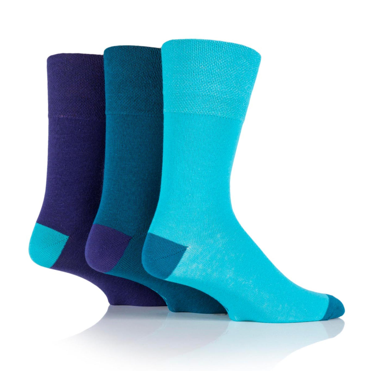3 Pairs Men's Colourburst Cotton Socks - Aqua