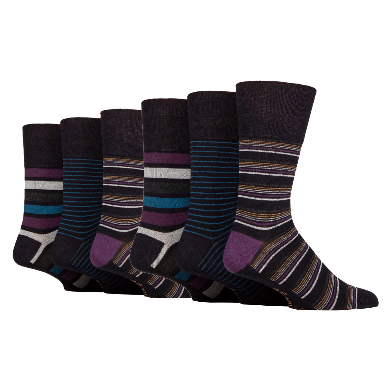 6 Pairs Men's Bamboo Socks - Mirage Stripe