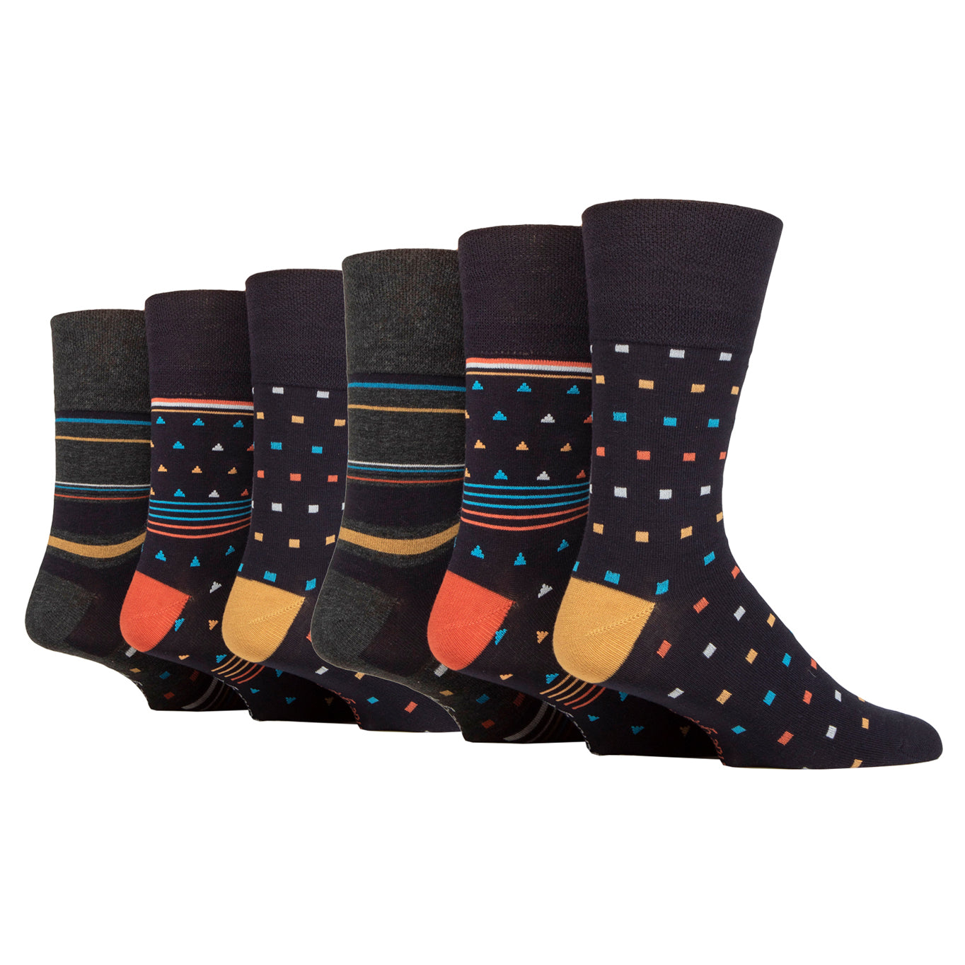 6 Pairs Men's Bamboo Socks - Mustard Metropolis