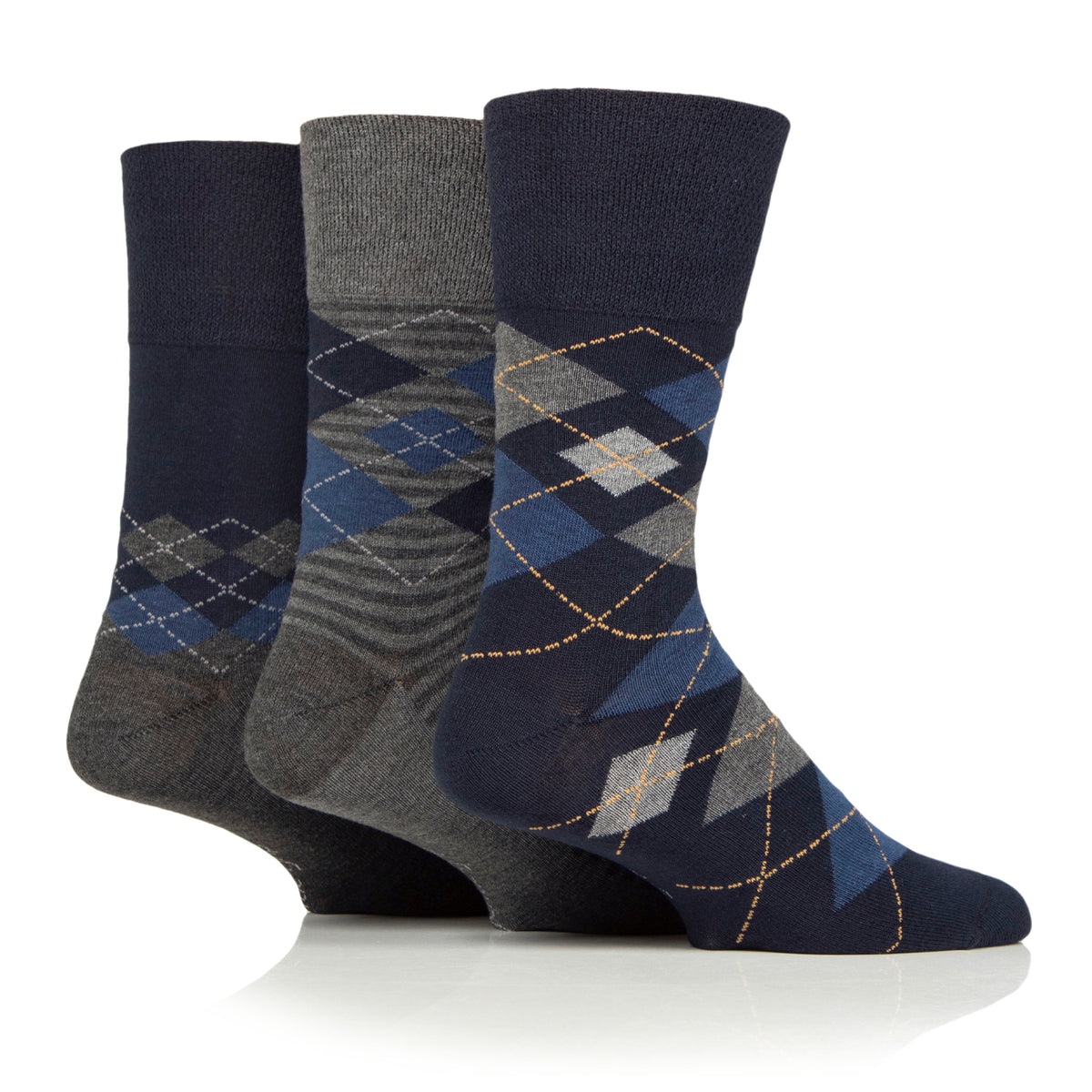 3 Pairs Men's Bamboo Socks - Argyle
