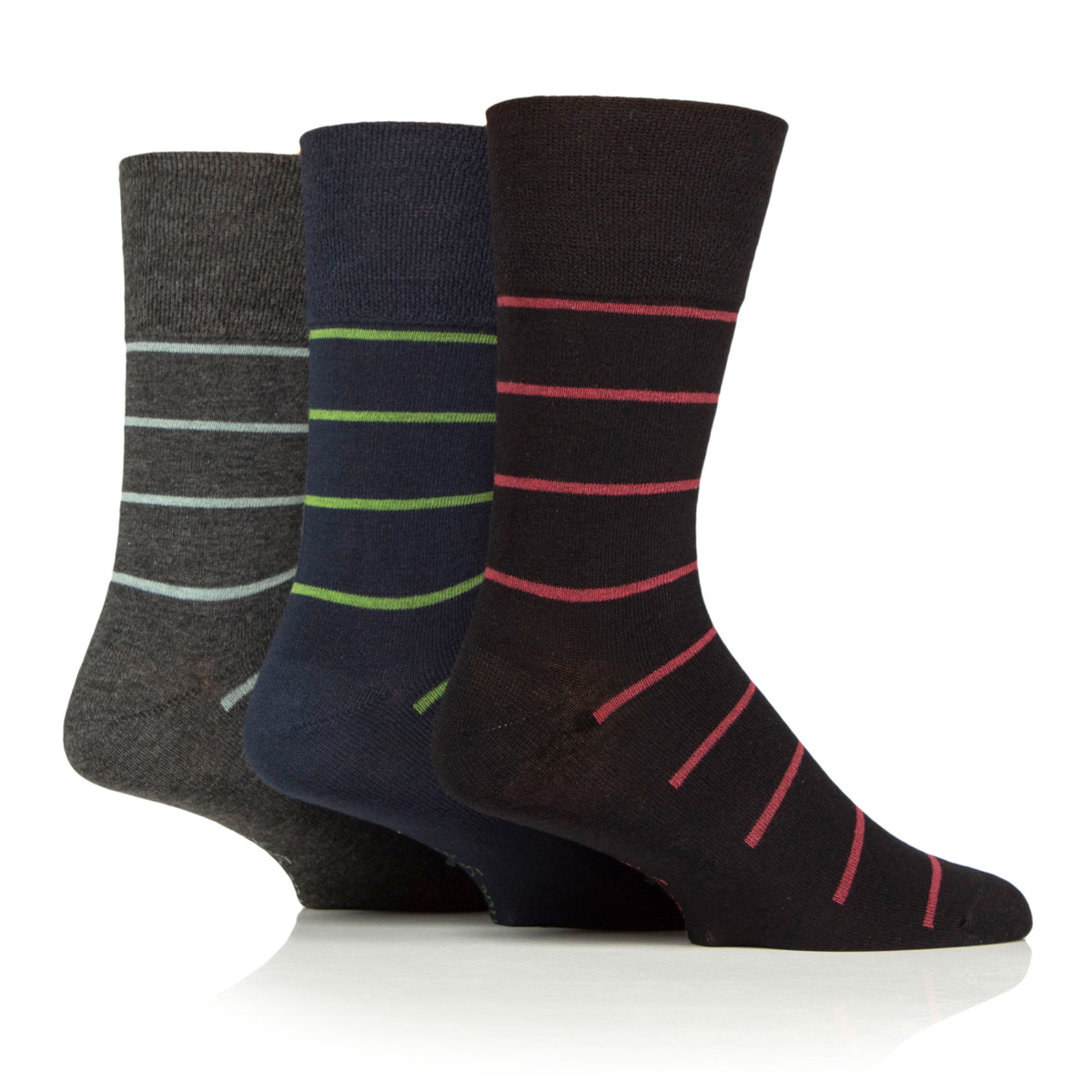 3 Pairs Men's Bamboo Socks - Two Tone Stripe