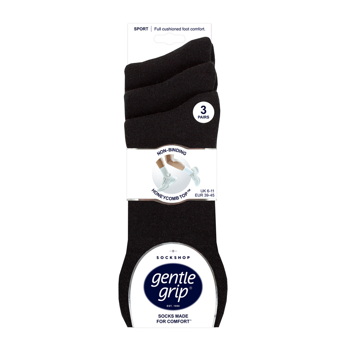 3 Pairs Mens Sports Socks - Black
