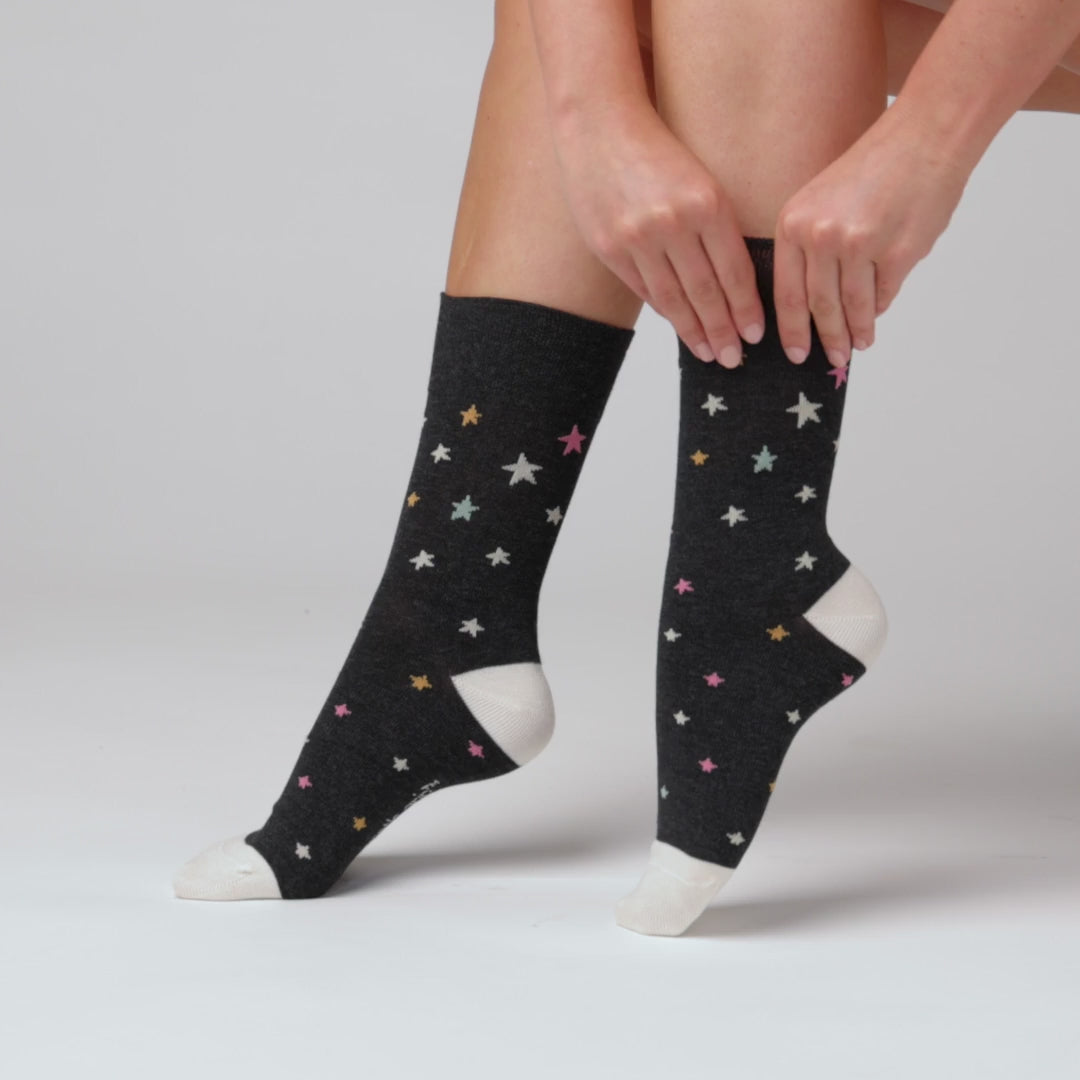 6 Pairs Ladies Bamboo Socks - Starry Night