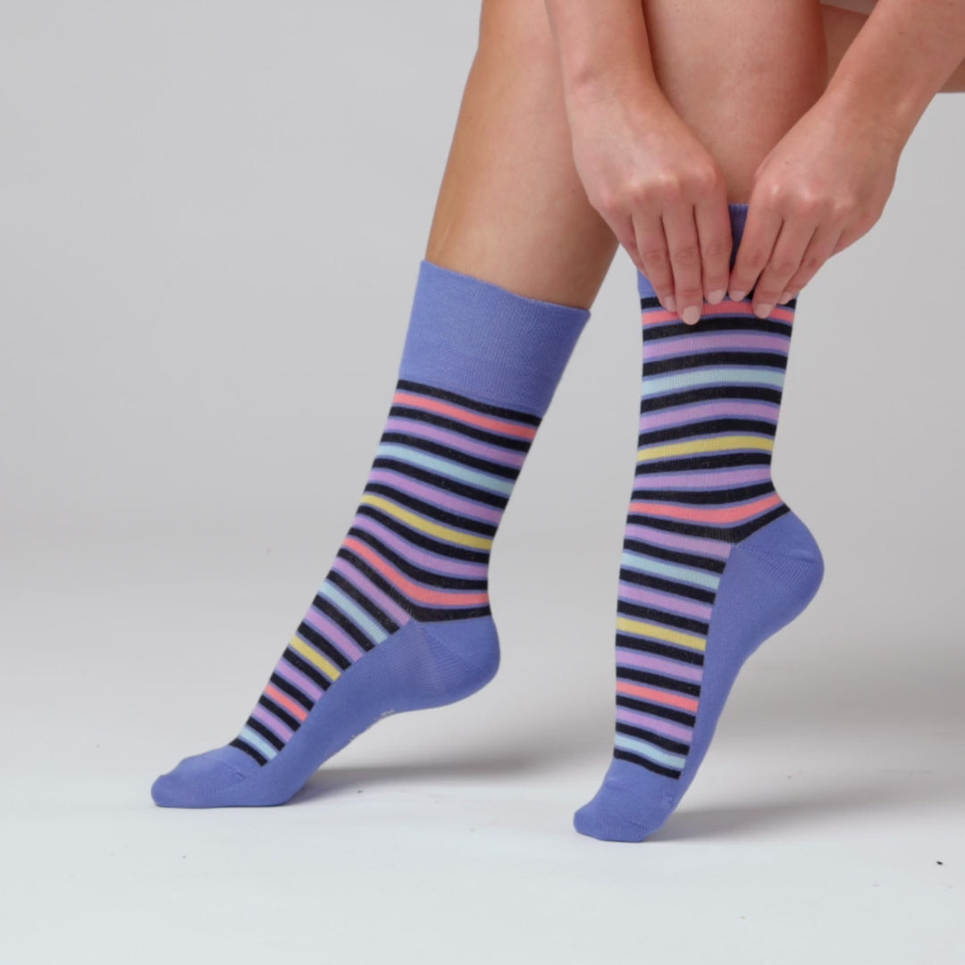 6 Pairs Ladies Bamboo Socks - Stripey Array