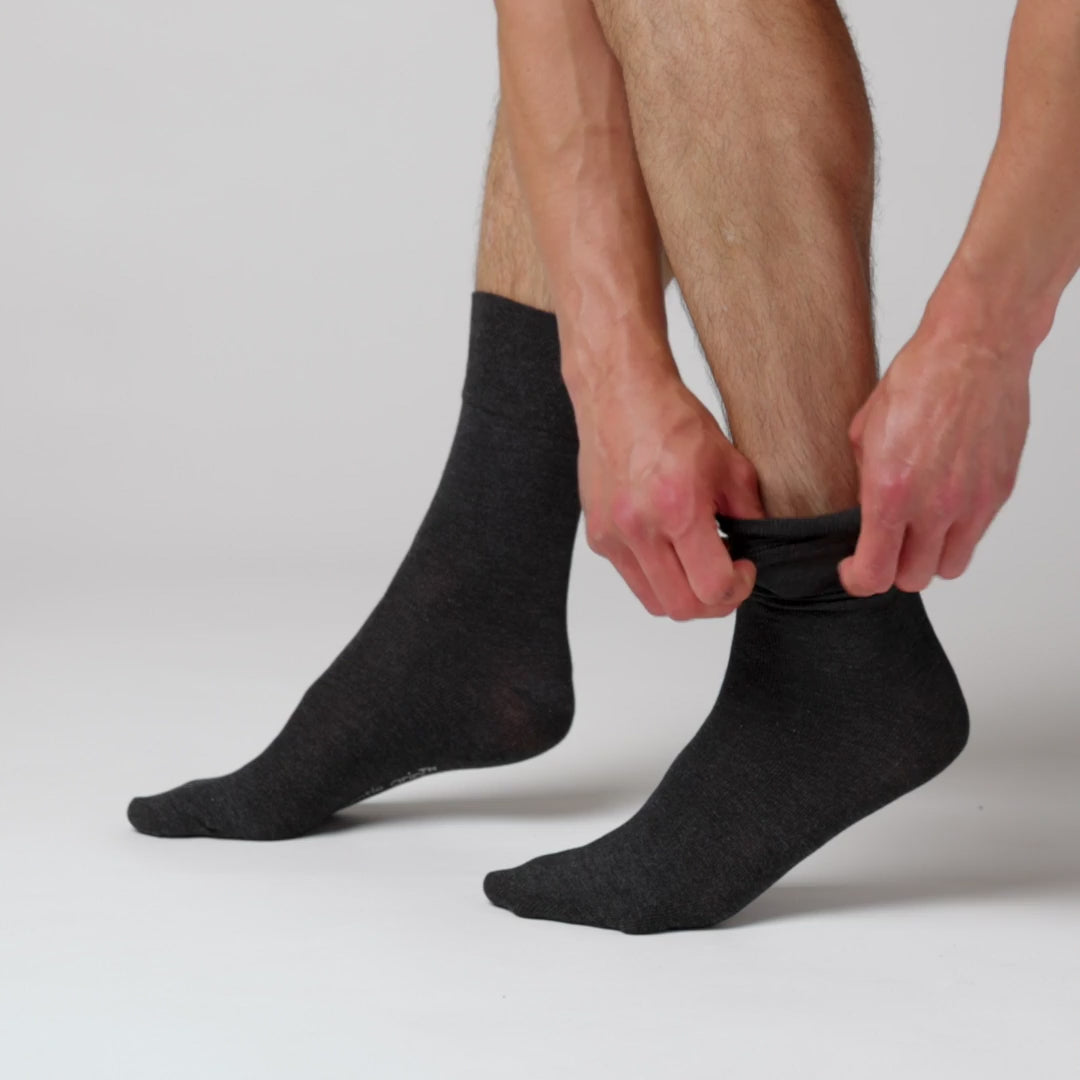 6 Pairs Men's Bamboo Socks - Black/Charcoal/Navy