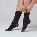 Load and play video in Gallery viewer, 6 Pairs Ladies Cotton Socks - Enchantment Black
