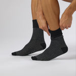 Load and play video in Gallery viewer, 3 Pairs Men's Nova Fine Stripe Cotton Socks - Black
