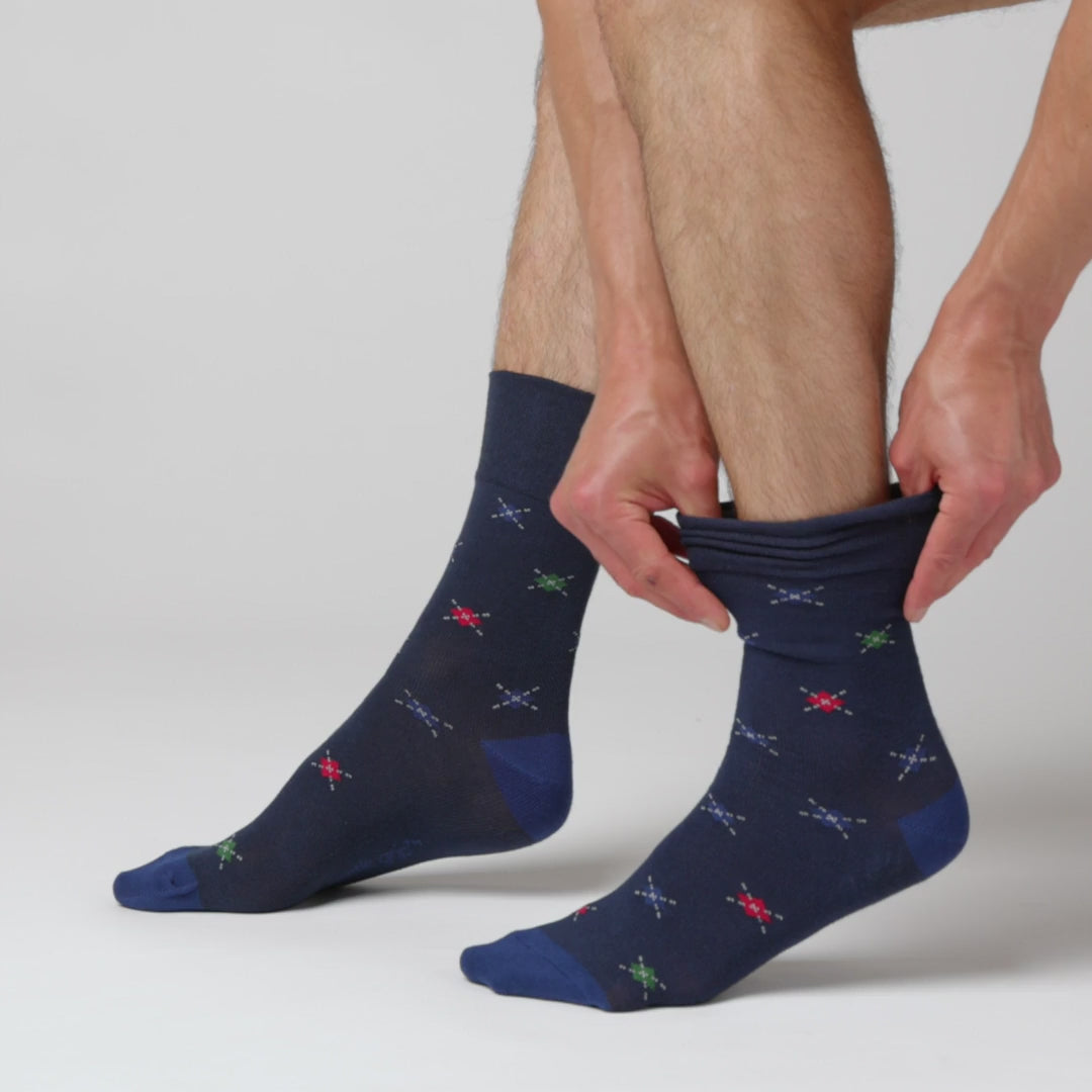 6 Pairs Men's Argyle Cotton Socks - Motif