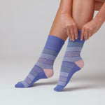 Load and play video in Gallery viewer, 6 Pairs Ladies Cotton Socks - Pink Stripes
