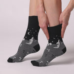 Load and play video in Gallery viewer, 3 Pairs Ladies Fun Feet Cotton Socks - To the Moon and Stars
