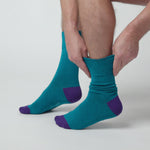 Load and play video in Gallery viewer, 3 Pairs Men's Colourburst Cotton Socks - Aqua
