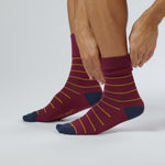 Load and play video in Gallery viewer, 3 Pairs Men's Cotton Socks - Simplicity Stripe Burgundy Mix
