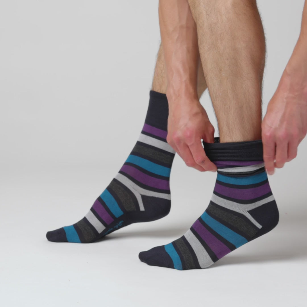 6 Pairs Men's Bamboo Socks - Mirage Stripe