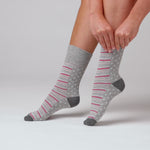 Load and play video in Gallery viewer, 6 Pairs Ladies Cotton Socks - Celia Spot/Stripe
