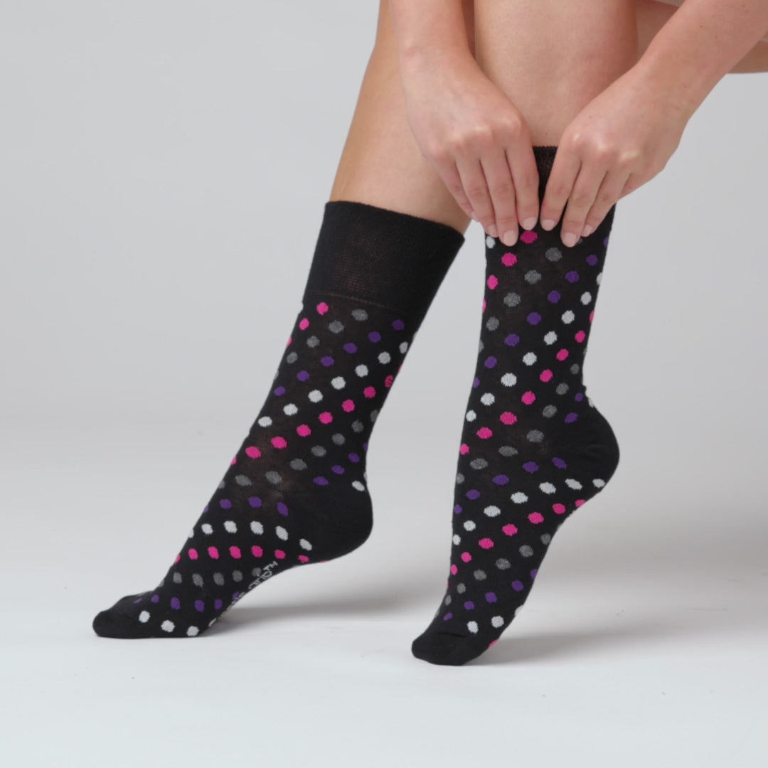 6 Pairs Ladies Cotton Socks - Multi Dot