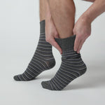 Load and play video in Gallery viewer, 3 Pairs Men's Litha Varied Stripe Cotton Socks - Black Mix
