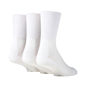 3 Pairs Cushion Foot Bamboo Diabetic Socks - White