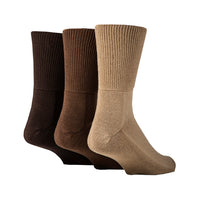 3 Pairs Cushion Foot Bamboo Diabetic Socks - Brown Mix