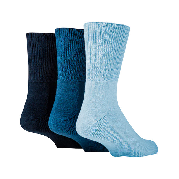 3 Pairs Cushion Foot Bamboo Diabetic Socks - Blue Mix