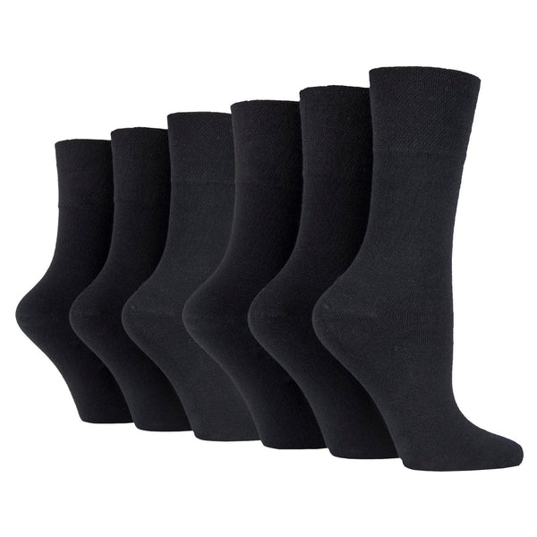 6 Pairs Ladies Diabetic Socks - Black