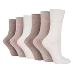 Load image into Gallery viewer, 6 Pairs Ladies Diabetic Socks - Light Brown Mix
