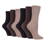 Load image into Gallery viewer, 6 Pairs Ladies Diabetic Socks - Dark Brown Mix
