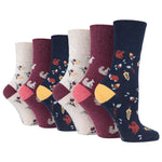 Load image into Gallery viewer, 6 Pairs Ladies Fun Feet Cotton Socks - Autumn Leaves
