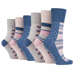 6 Pairs Ladies Cotton Socks - Weekender Navy