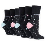 Load image into Gallery viewer, 6 Pairs Ladies Cotton Socks - Mod Dots Black
