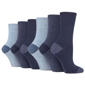 6 Pairs Ladies Seclude Contrast Heel Socks - Navy