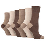 Load image into Gallery viewer, 6 Pairs Ladies Seclude Contrast Heel Socks - Brown
