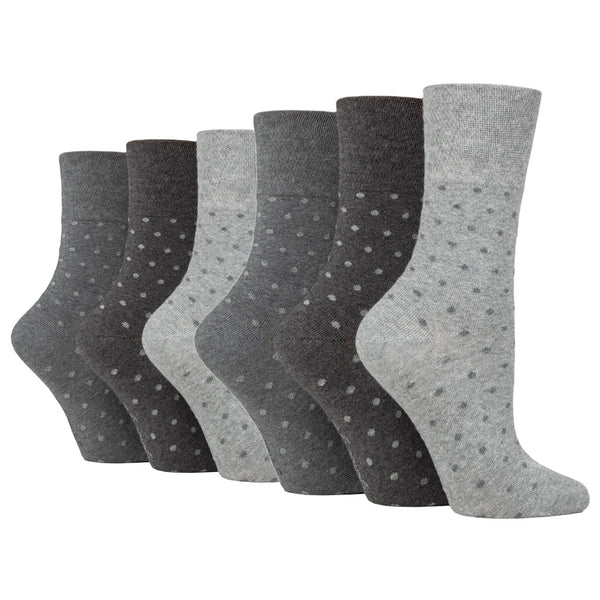 6 Pairs Ladies Digital Dots Cotton Socks - Charcoal/Grey