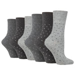 Load image into Gallery viewer, 6 Pairs Ladies Digital Dots Cotton Socks - Charcoal/Grey
