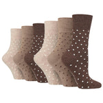 Load image into Gallery viewer, 6 Pairs Ladies Digital Dots Cotton Socks - Brown/Neutral
