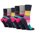 Load image into Gallery viewer, 6 Pairs Ladies Colourburst Cotton Socks - Stripey Vibes
