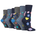 Load image into Gallery viewer, 6 Pairs Ladies Colourburst Cotton Socks - Floral Pop
