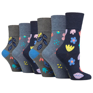 6 Pairs Ladies Colourburst Cotton Socks - Floral Pop